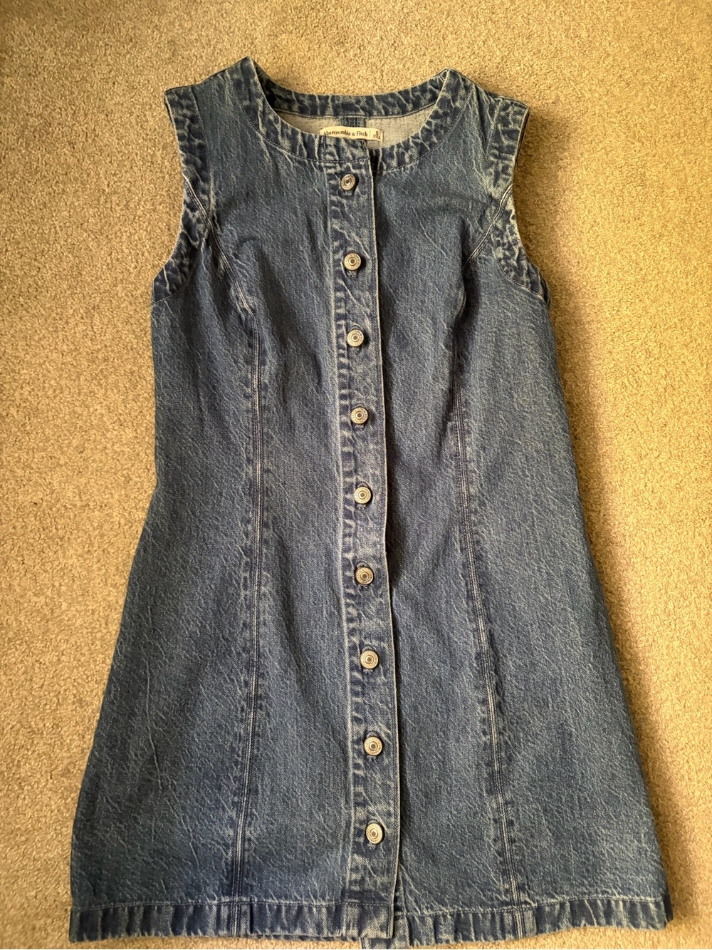 Abercrombie & Fitch Button-Front Sleeveless Denim Dress - Blue